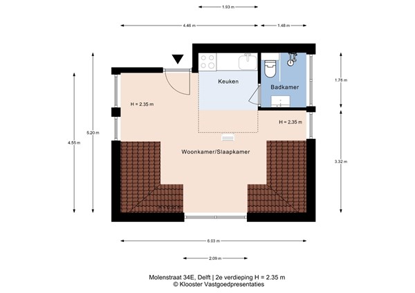 Plattegrond - Molenstraat 34E, 2611 KB Delft - 2e Verdieping.jpg